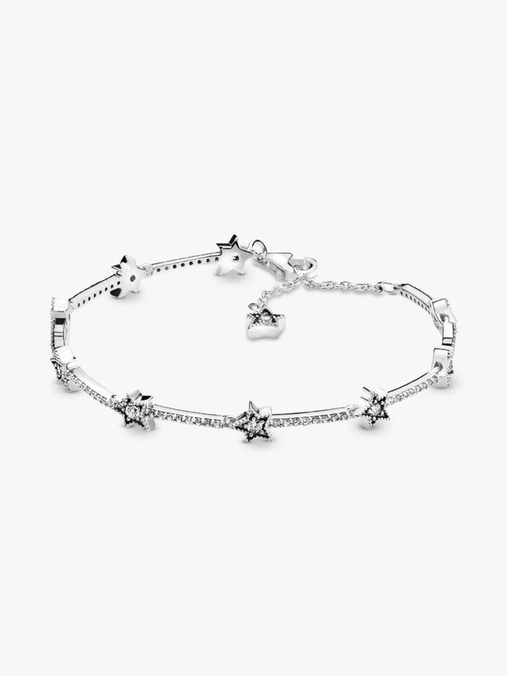Pandora Silver Star Charm Bracelet with Crystal Accents